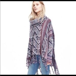 Free People be the one fringe poncho sweater